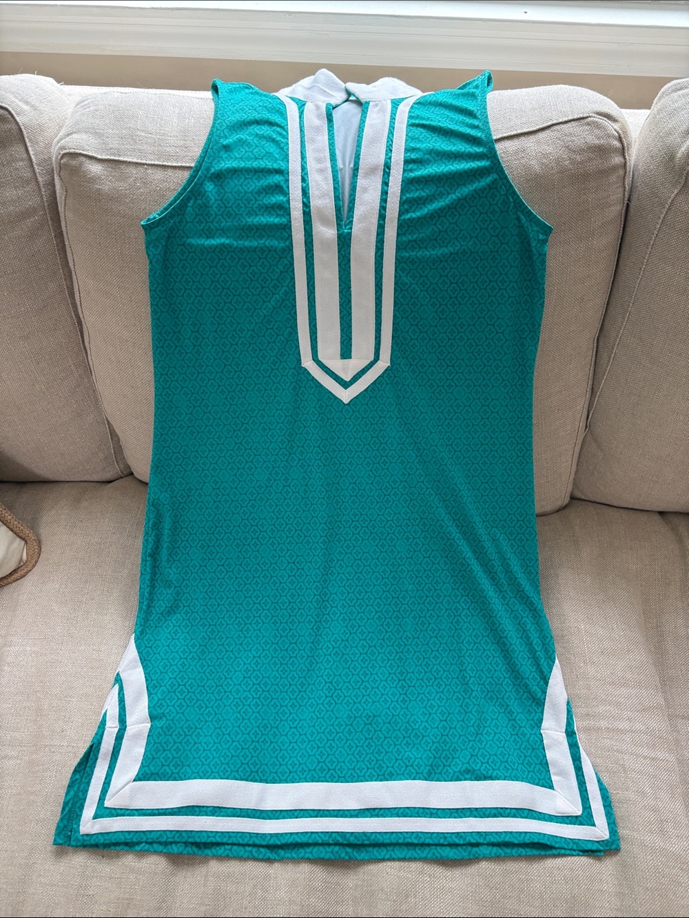 Talbots Teal Sleeveless Nautical-Trim cover-up